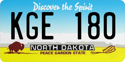 ND license plate KGE180