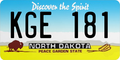ND license plate KGE181