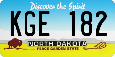 ND license plate KGE182
