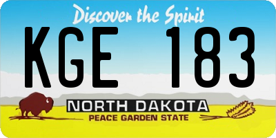 ND license plate KGE183