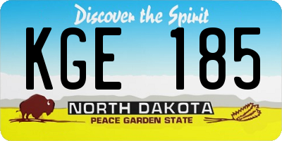 ND license plate KGE185