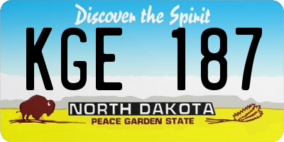 ND license plate KGE187