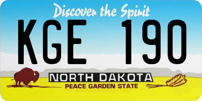 ND license plate KGE190