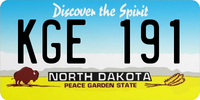 ND license plate KGE191