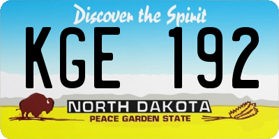ND license plate KGE192