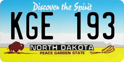 ND license plate KGE193