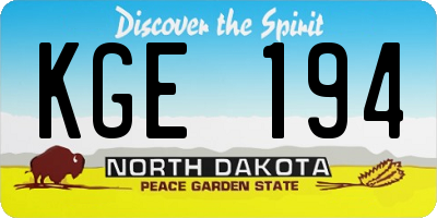 ND license plate KGE194