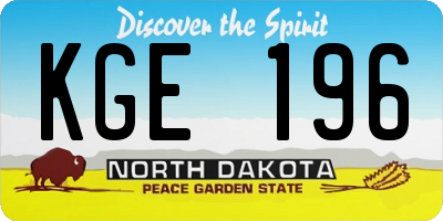 ND license plate KGE196