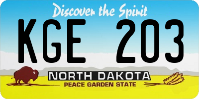 ND license plate KGE203