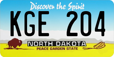 ND license plate KGE204
