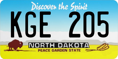 ND license plate KGE205