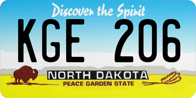 ND license plate KGE206