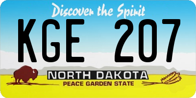 ND license plate KGE207