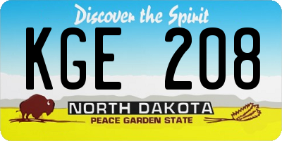 ND license plate KGE208