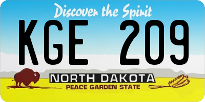 ND license plate KGE209