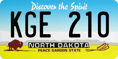 ND license plate KGE210