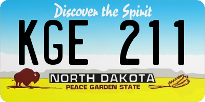 ND license plate KGE211