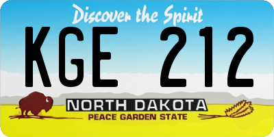 ND license plate KGE212
