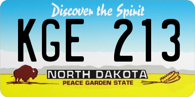 ND license plate KGE213