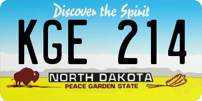 ND license plate KGE214