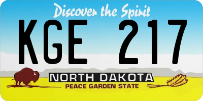 ND license plate KGE217