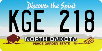 ND license plate KGE218