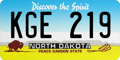 ND license plate KGE219