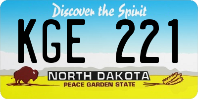 ND license plate KGE221