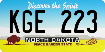 ND license plate KGE223