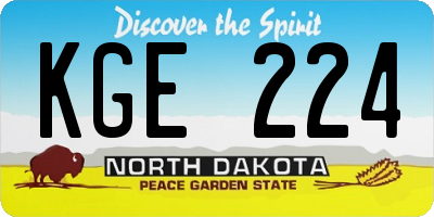 ND license plate KGE224