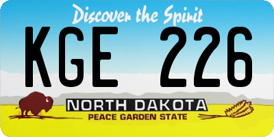 ND license plate KGE226