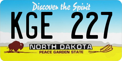 ND license plate KGE227