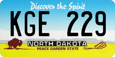 ND license plate KGE229