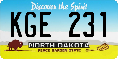 ND license plate KGE231