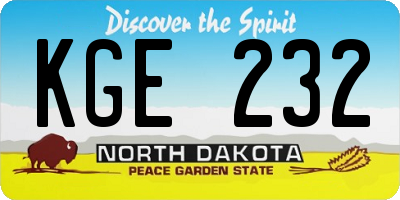 ND license plate KGE232