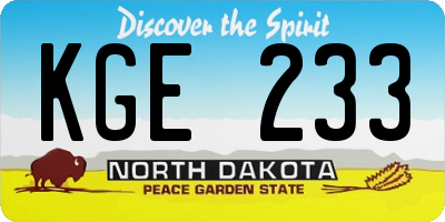 ND license plate KGE233