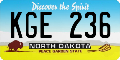 ND license plate KGE236