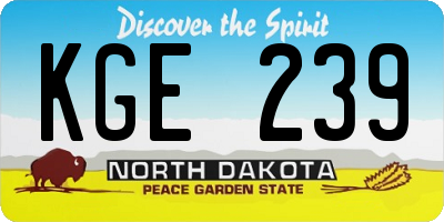 ND license plate KGE239