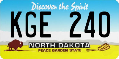 ND license plate KGE240