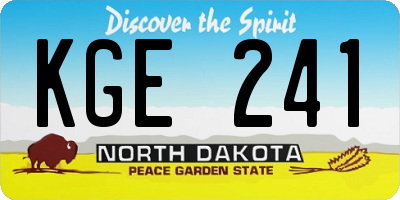 ND license plate KGE241