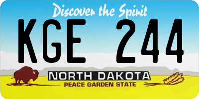 ND license plate KGE244