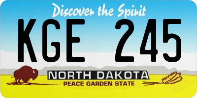 ND license plate KGE245