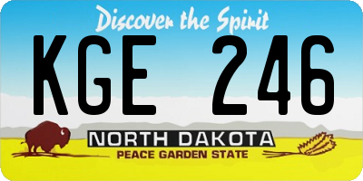 ND license plate KGE246