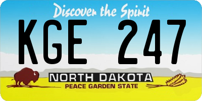 ND license plate KGE247
