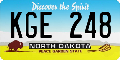 ND license plate KGE248