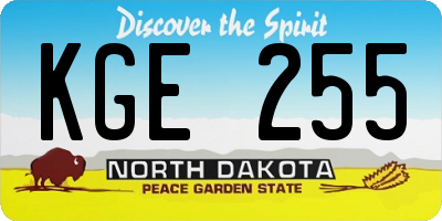 ND license plate KGE255