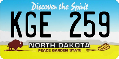 ND license plate KGE259