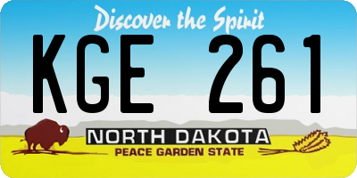 ND license plate KGE261