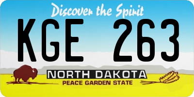 ND license plate KGE263