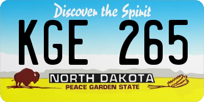 ND license plate KGE265